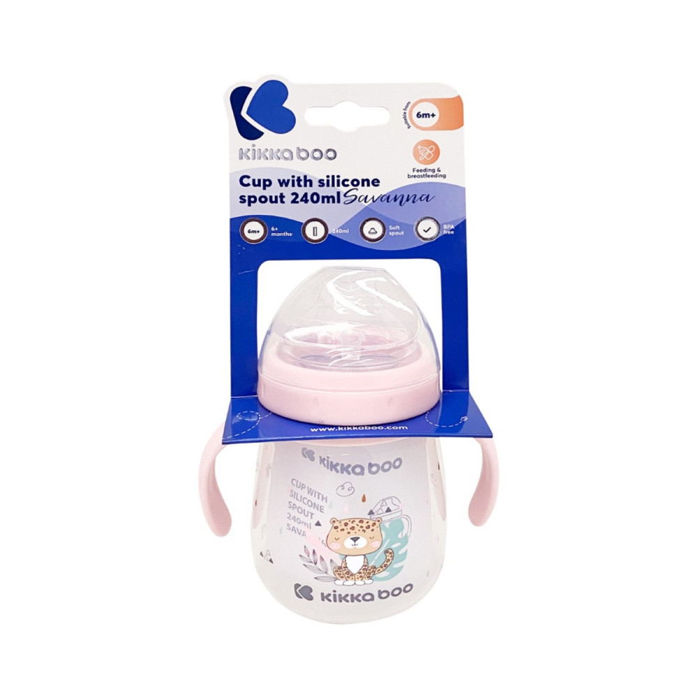 KIKKA BOO ΜΠΙΜΠΕΡΟ ΜΕ ΣΤΟΜΙΟ ΣΙΛΙΚΟΝΗΣ 240ML SAVANNA PINK.