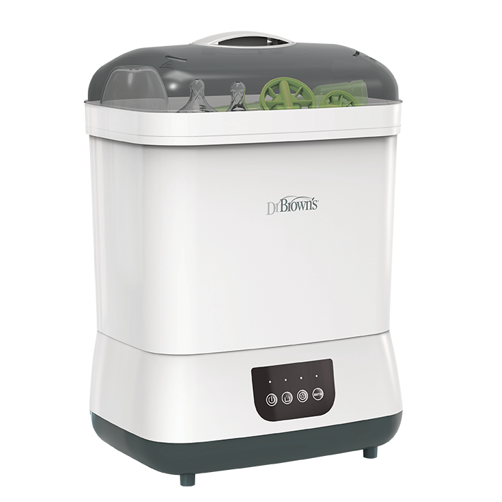 Ηλεκτρικός Αποστειρωτής και ΣτεγνωτήριοΑποστειρώνει και στεγνώνει έως και έξι μπιμπερό σε 55 λεπτά.