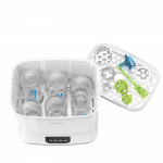 Ηλεκτρικός Αποστειρωτής και ΣτεγνωτήριοΑποστειρώνει και στεγνώνει έως και έξι μπιμπερό σε 55 λεπτά.