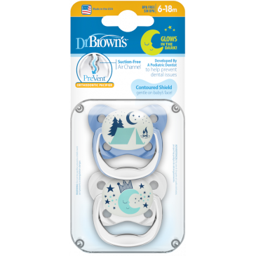 DR. BROWN'S Πιπίλα νυχτός PreVent αγόρι, επίπεδο 2, 6-18 μηνών (2 τεμ.) PV 22008