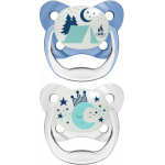 Η φωτογραφία δείχνει Ορθοδοντικές Πιπίλες Νυκτός Πεταλούδα Prevent&nbsp;Σχεδιασμένες από παιδοδοντίατρο ώστε να αποτραπούν οδοντιατρικά προβλήματα–και τώρα σχεδιασμένες για να τις βλέπετε ευκολότερα στο σκοτάδι!Πολύ μαλακή πιπίλα με ειδική δίοδο διαφυγής του αέρα, που μειώνει την υπερώια πίεση (δηλα