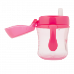 Η φωτογραφία δείχνει Κύπελλο 180 ml μαλακό στόμιο με καπάκι και λαβέςΕιδικά σχεδιασμένο κύπελλο εκπαίδευσης, για το πρώτο στάδιο «ανεξαρτητοποίησης» του μωρού.