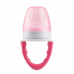 Η φωτογραφία δείχνει Τροφοδότης ΣιλικόνηςΕισάγετε με ασφάλεια το μωρό σε νέο φαγητό με τον τροφοδότη σιλικόνης του Dr.