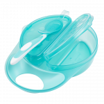 Η φωτογραφία δείχνει Μπολ φαγητού με καπάκι και κουταλάκι&nbsp;ταΐσματοςΕξαιρετικής ποιότητας πιάτα για τη στέρεα τροφή του μωρού.