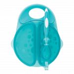 Η φωτογραφία δείχνει Μπολ φαγητού με καπάκι και κουταλάκι&nbsp;ταΐσματοςΕξαιρετικής ποιότητας πιάτα για τη στέρεα τροφή του μωρού.