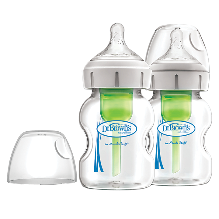 Η φωτογραφία δείχνει Μπιμπερό γυάλινο Options+ με φαρδύ λαιμό 150 ml.