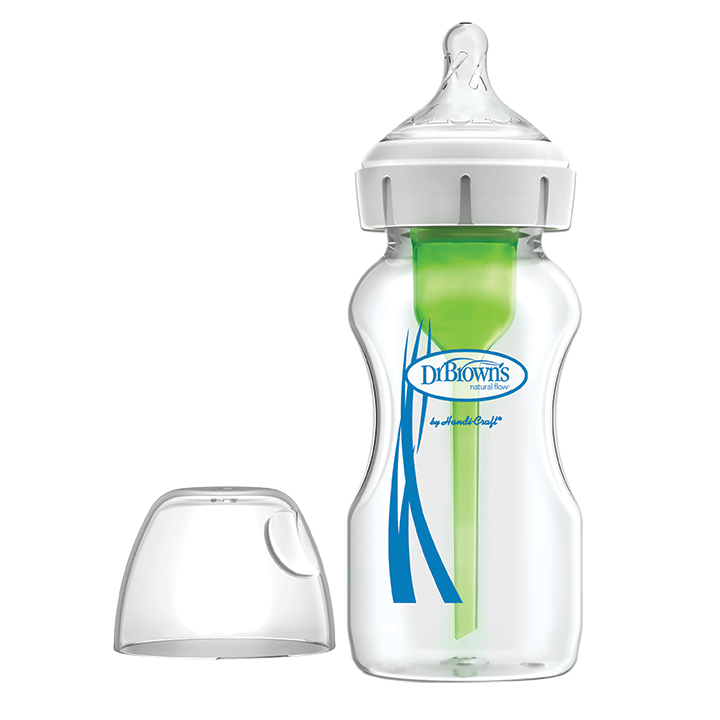 Η φωτογραφία δείχνει Μπιμπερό γυάλινο Options+ με φαρδύ λαιμό&nbsp;270mlΜπιμπερό Γυάλινο με Φαρδύ Λαιμό Options+Εργονομικά σχεδιασμένο μπιμπερό με φαρδύ λαιμό, που μέσω της καινοτομίας&nbsp;της διέλευσης του αέρα εξασφαλίζει μοναδικά πλεονεκτήματα στο τάισμα.