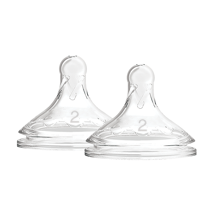 Η φωτογραφία δείχνει Θηλές Σιλικόνης για Μπιμπερό Options+ Με Φαρδύ ΛαιμόΠροηγμένης τεχνογνωσίας θηλές, ειδικά σχεδιασμένες για τα μπιμπερό φυσικής ροής Dr.