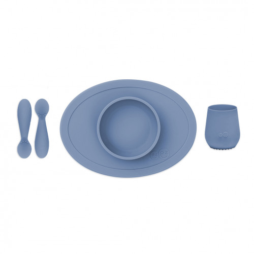 Ezpz: Πλήρες Tiny εκπαιδευτικό σετ φαγητού για 4+ μηνών - Indigo blue FD-I2159U