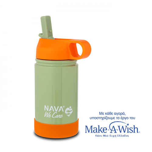 NAVA Θερμός μπουκάλι ανοξείδωτο "We Care" πράσινο - πορτοκαλί 360ml 10-016-032