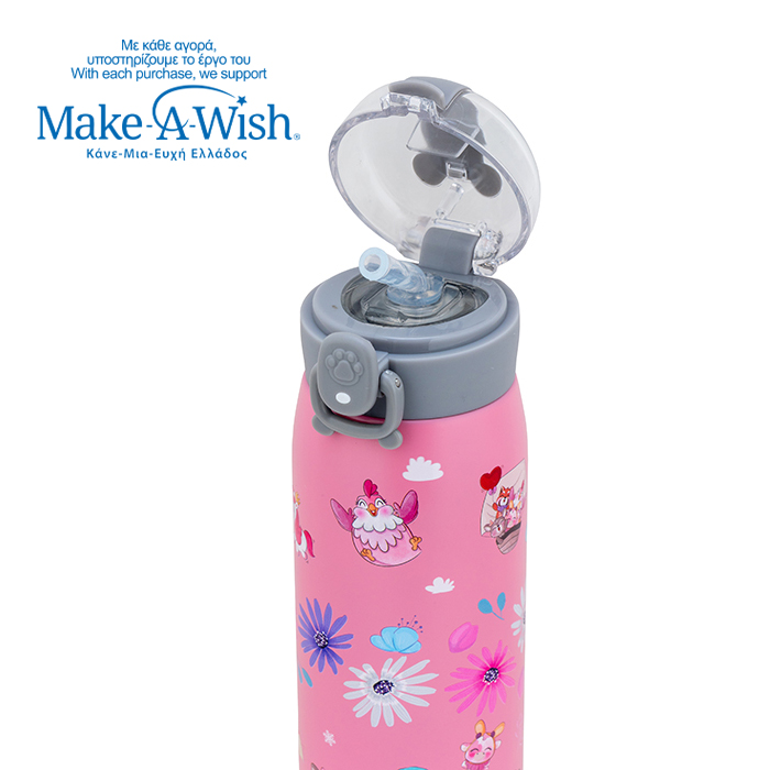 NAVA Θερμός μπουκάλι ανοξείδωτο "We Care", Pinky Girly 500ml 10-110-014