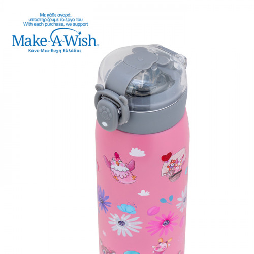 NAVA Θερμός μπουκάλι ανοξείδωτο "We Care", Pinky Girly 500ml 10-110-014