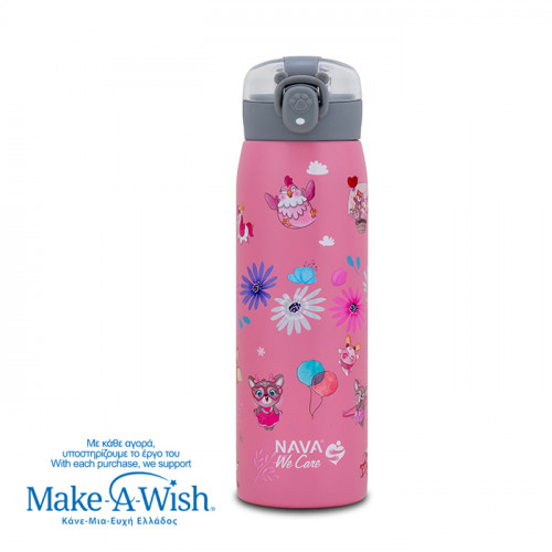 NAVA Θερμός μπουκάλι ανοξείδωτο "We Care", Pinky Girly 500ml 10-110-014