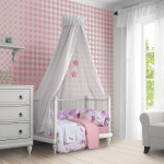 Μονόχρωμη πλεκτή κουβέρτα με φάσα και κέντημα, της σειράς Essential.