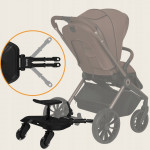 Lionelo Buggy Board Σκαλάκι Καροτσιού Με Κάθισμα Black OnyxΠροσαρμοζόμενο Step Board με Κάθισμα 2 σε 1 & LED Ρόδες – Αναδιπλούμενο και ΠρακτικόΚάντε κάθε βόλτα με δύο παιδιά πιο εύκολη και πιο διασκεδαστική!Η universal πλατφόρμα καροτσιού με κάθισμα 2 σε 1 της Lionelo προσαρμόζεται σε σχεδόν όλα
