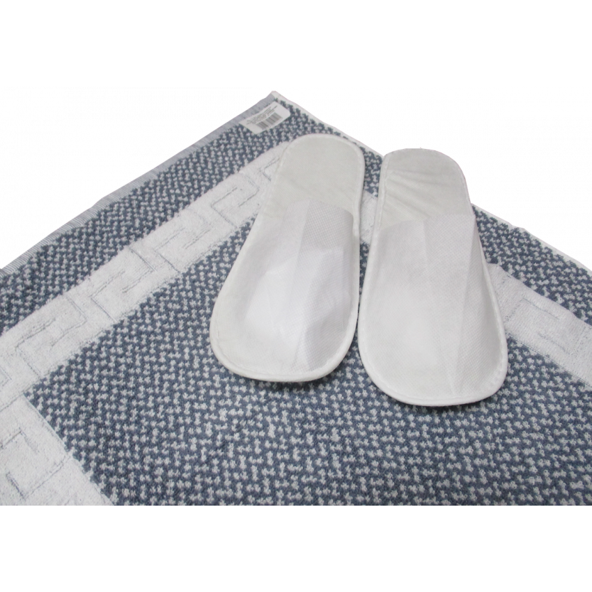 Η φωτογραφία δείχνει 1 Ταπέτο Μπάνιου Cotton 100% 700gr 50x70Χρώμα: White GreyΣύνθεση: COTTON 100%