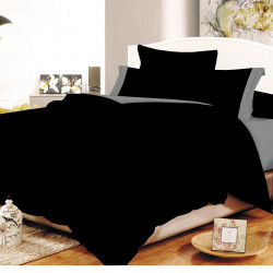 Σετ Σεντόνια ΚΟΜΒΟΣ Cotton Line Black - Grey Μονόχρωμα με Φάσα Μονά με λάστιχο 100x200+20