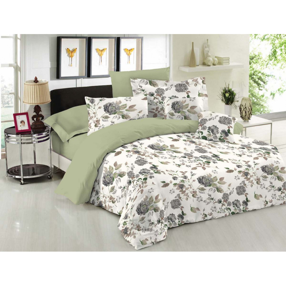 1 πανωσέντονο εμπριμέ 170x270 & 1 κατωσέντονο μονόχρωμο με λάστιχο 100x200+33 & 1 μαξιλαροθήκη φάκελος εμπριμέ