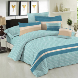 Παπλωματοθήκη Le Blanc Premium Cotton 100% Brooklyn Aqua Μονή 160x240