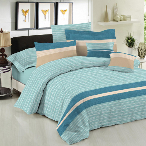 Σετ Πάπλωμα Le Blanc Premium Cotton 100% Brooklyn Aqua Υπέρδιπλο 220x240