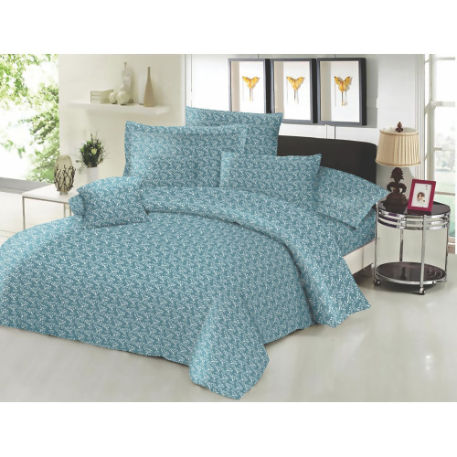 Παπλωματοθήκη ΚΟΜΒΟΣ Cotton Line Printed Fern Petrol Υπέρδιπλη 220x240