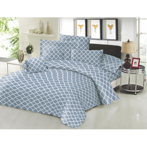 Παπλωματοθήκη ΚΟΜΒΟΣ Cotton Line Printed Montana Sky Grey Υπέρδιπλη 220x240