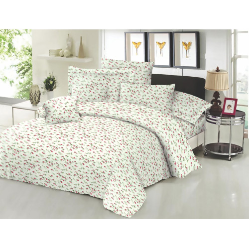 Παπλωματοθήκη ΚΟΜΒΟΣ Cotton Line Printed Little Rose Cream Διπλή 200x240
