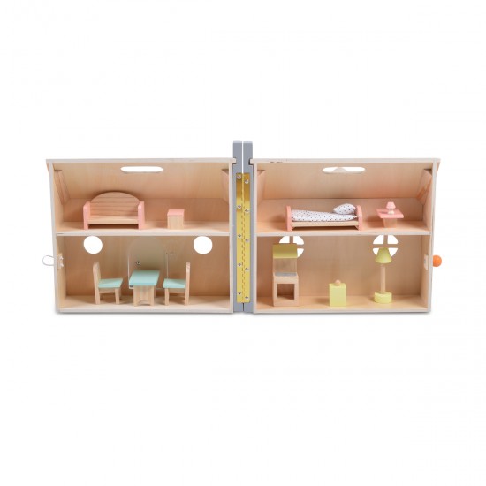 Χαρακτηριστικά Προϊόντος:Πτυσσόμενο Ξύλινο Κουκλόσπιτο&nbsp;MONI Toys.