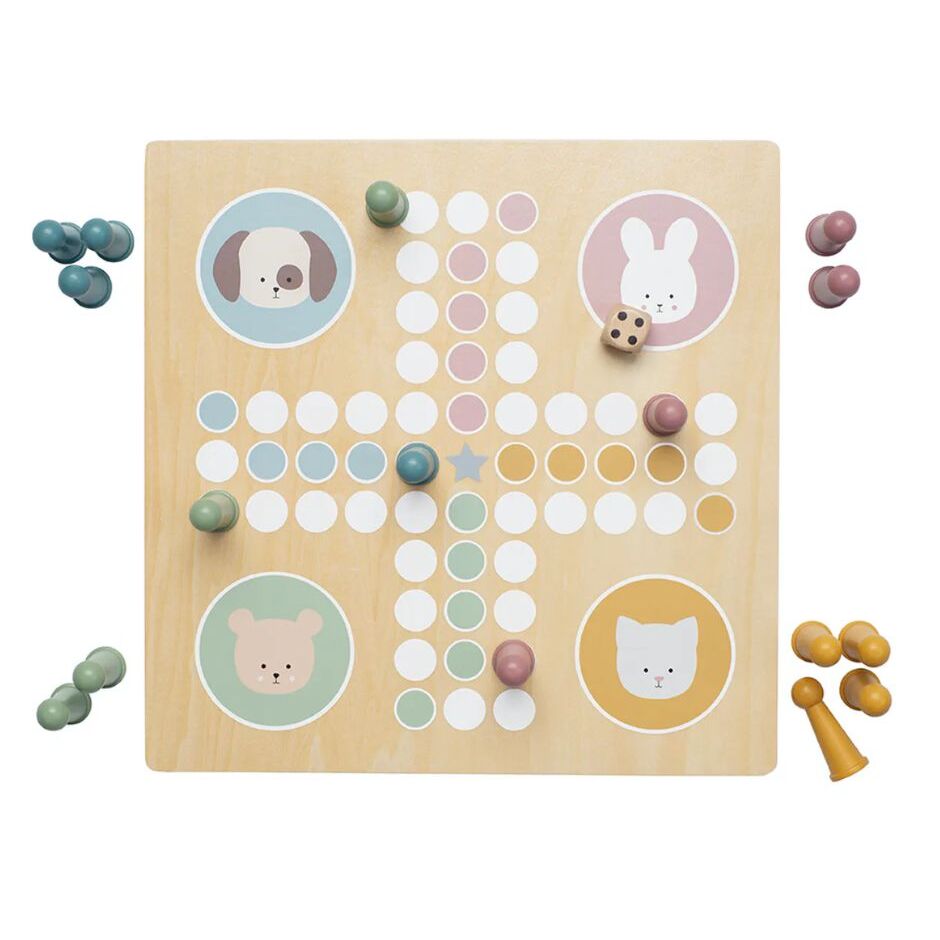 Η φωτογραφία δείχνει Ξύλινο παιχνίδι Ludo της εταιρείας&nbsp; Jabadabado.