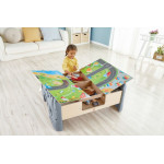 Hape Railway Train & Table Set (E3766)-Σετ Παιχνιδιού Μεγάλος Σιδηρόδρομος-70Τεμ.