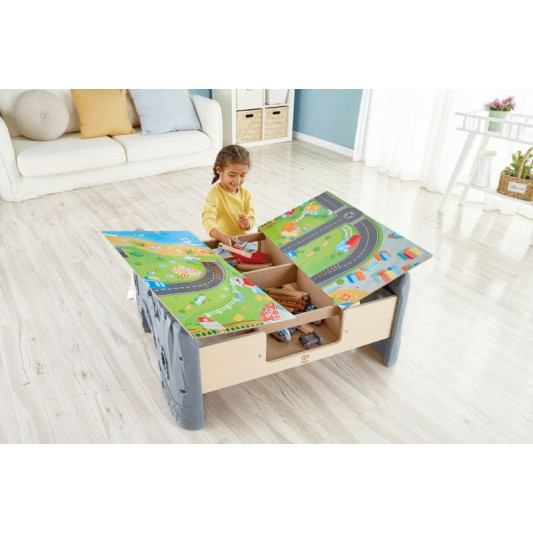 Hape Railway Train & Table Set (E3766)-Σετ Παιχνιδιού Μεγάλος Σιδηρόδρομος-70Τεμ.