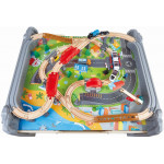 Hape Railway Train & Table Set (E3766)-Σετ Παιχνιδιού Μεγάλος Σιδηρόδρομος-70Τεμ.