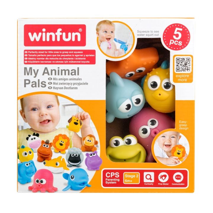 Η φωτογραφία δείχνει Winfun Ζωάκια Μπάνιου Σετ 5 τμχ-My Animal Pals5 χαριτωμένα παχουλά squirters κάνουν το μπάνιο διασκεδαστικόΤέλειο μέγεθος για να πιάνουν και να πιέζουν τα μικρά