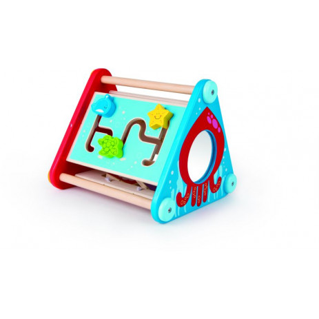 Hape Take Along Activity Box Φορητό Κουτί Δραστηριοτήτων Με μπάλες Τουβλάκια Χρωματιστούς Λαβύρινθους Κίνηση και Καθρέπτη 1Τεμ E0434