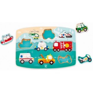 Hape Emergency Peg Puzzle Παζλ Με Οχήματα Έκτακτης Ανάγκης 10Τεμ E1406