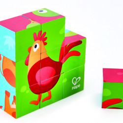 Hape Happy Puzzles Farm Animal Block Παζλ Κύβων Τα Ζώα Της Φάρμας 12 Τεμ E1618