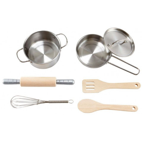Hape Chef's Cooking Set - Σετ Κατσαρόλες Και Αξεσουάρ Μαγειρέματος - 7 Τεμ. E3137