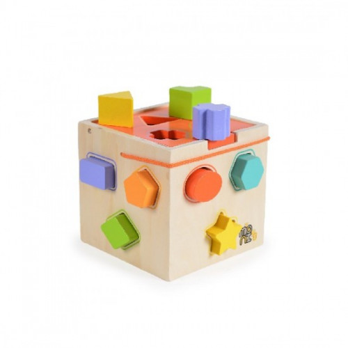 Ξύλινος εκπαιδευτικός κύβος Shape Sorting Wooden Cube 015 380014622246