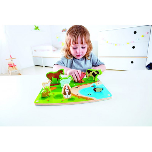 Hape Puzzle and Play Farm Animal Puzzle and Play Παζλ Τα Ζώα Της Φάρμας 9 Τεμ E1454A