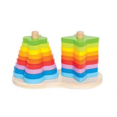 Hape Double Rainbow Stacker Στοίβαξε τα Πολύχρωμα Σχήματα 19 Τεμ E0406A