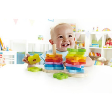 Hape Early Explorer Διπλή Ξύλινη Πυραμίδα Rainbow Stacker&nbsp;19 Τεμαχίων.
