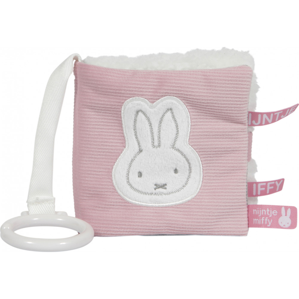 Μαλακό βιβλίο της εταιρείας Miffy σε λευκό-ροζ χρώμα.