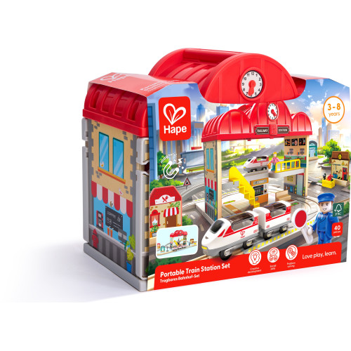 Hape Railway Ξύλινος Σιδηρόδρομος Train Station Set (E3877K)