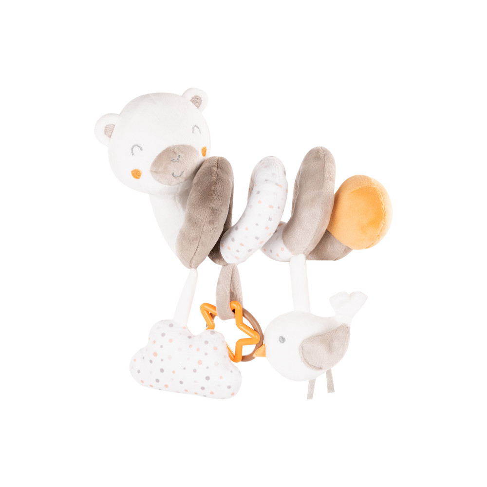 Η φωτογραφία δείχνει Μαλακό βελούδινο λούτρινο παιχνίδι με οριζόντιο σπειροειδές σχήμα.