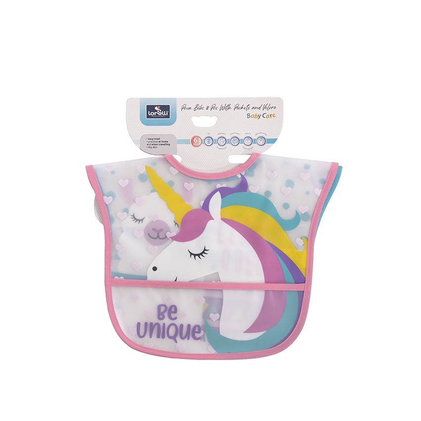 Lorelli σετ 2 τεμ αδιάβροχες σαλιάρες με τσέπη και χαρούμενα τυπώματα.