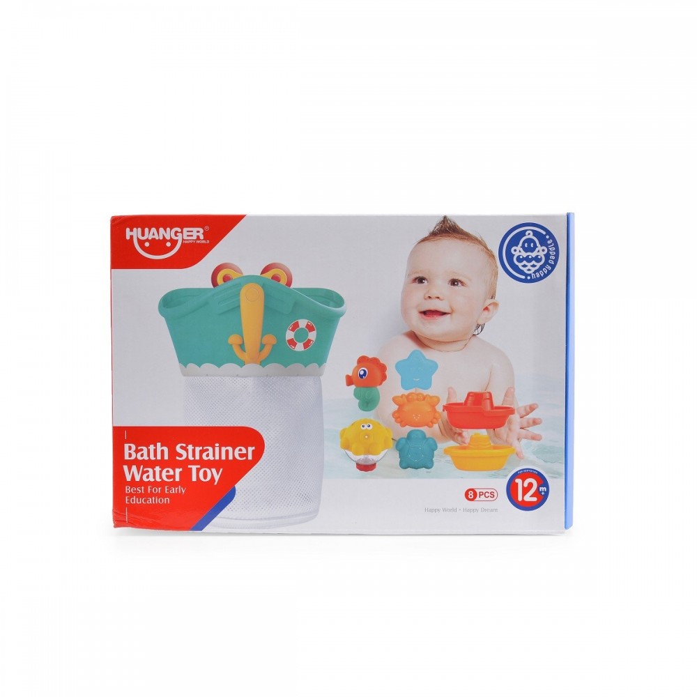 Η φωτογραφία δείχνει Σετ 8 τεμ μπαιχνιδια μπανιου με κουβαδάκι με δίχτυ και παιχνίδια με βαρκούλες και ψαράκιαΚατάλληλο για 12+ μηνών
