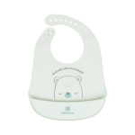 Μαλακή σαλιάρα σιλικόνης κατασκευασμένη απο αβλαβή υλικά χωρίς BPAΔιαθέτει ψυχουλοσυλλέκτηΚαθαρίζεται εύκολαΡυθμιζόμενο άνοιγμα λαιμού με κούμπωμαΔιαστάσεις: 23x1,8x32 cmΚατάλληλη για β΄ρεφη 4+ μηνών