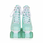 Η φωτογραφία δείχνει Ρυθμιζόμενα πατίνια-ρόλερ με γκλίτερ και διάφανους τροχούςΤροχοί PU 54*32 με γκλίτερΡουλεμάν άνθρακα ABEC-5.