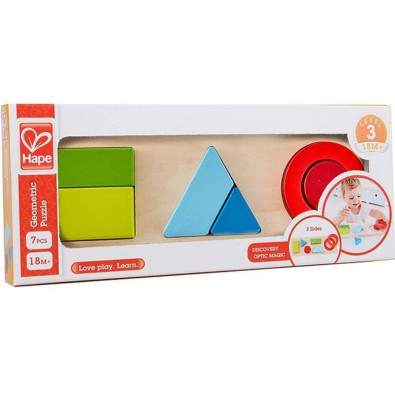 Hape Happy Puzzles Ξύλινο Παζλ Γεωμετρικά Σχήματα E1615A