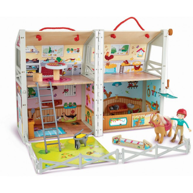 Η φωτογραφία δείχνει Hape Happy Family Ξύλινος Στάβλος Pony Club (E3409A).